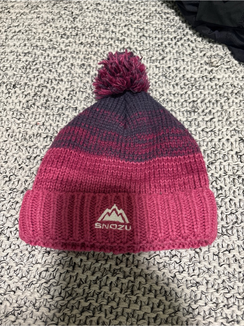 SNOZU Girls Pink Purple Knit Pom Pom Beanie Hat Fleece Lined Winter Ski Cap